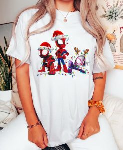 Marvel Spidey and His Amazing Friends Go-Webs-Go Boys Christmas Lights tshirt