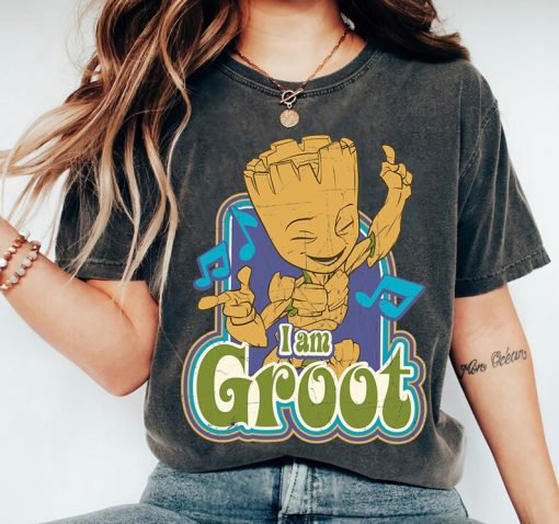 Marvel Guardians Of The Galaxy I am Groot Vintage Music T-Shirt